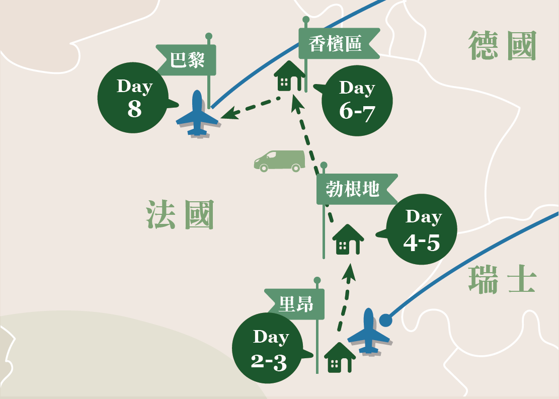 勃根地行程地圖